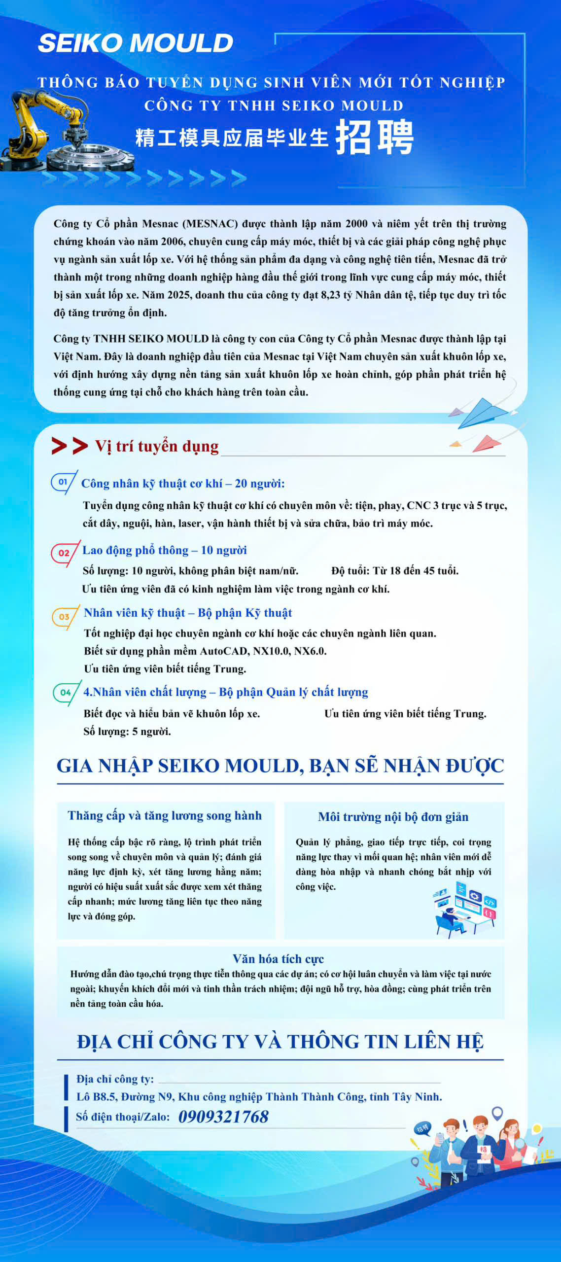 CÔNG TY TNHH SEIKO MOULD Tuyển dụng